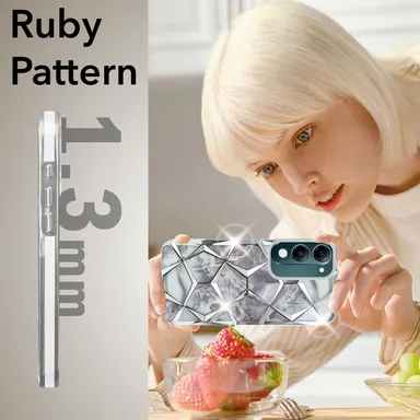 Silicone Glitter & Diamond-Print Back Cover for Vivo Y19E / Y19 |T4 Lite thumbnail 1