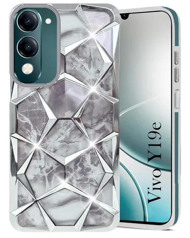 Silicone Glitter & Diamond-Print Back Cover for Vivo Y19E / Y19 |T4 Lite thumbnail 0