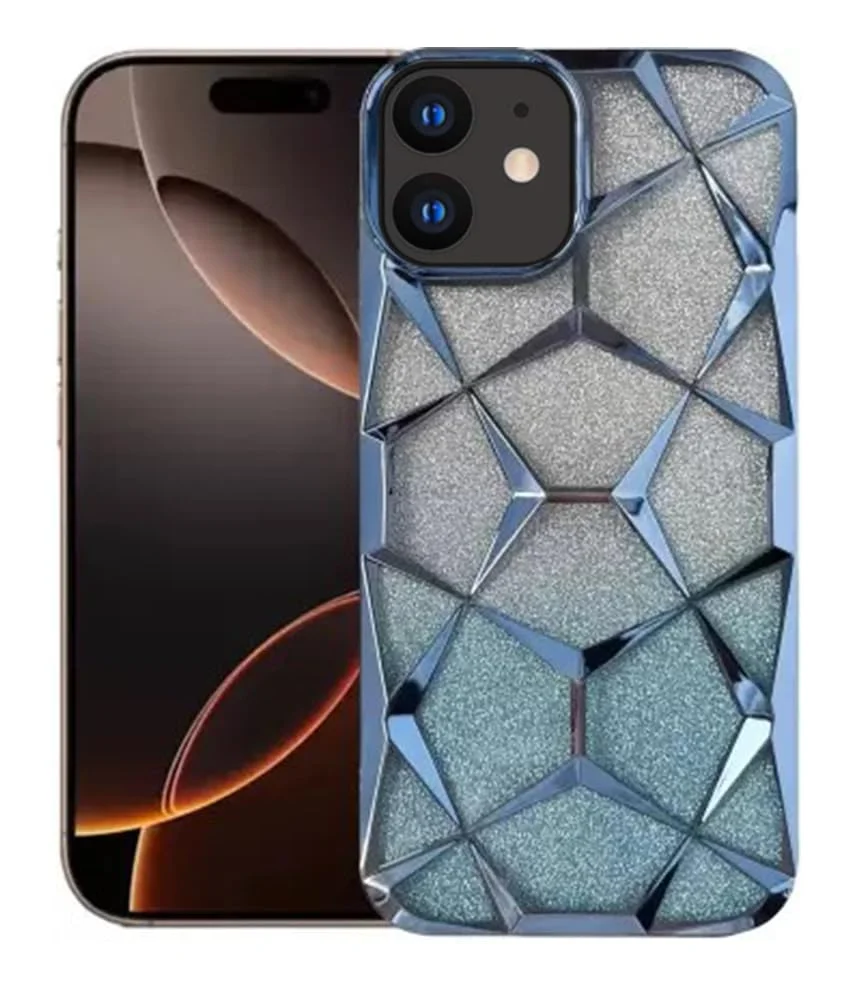 iPhone 12 Gold Electroplated Glitter Gradient Clear TPU Shockproof Protective Back Case Cover image 1