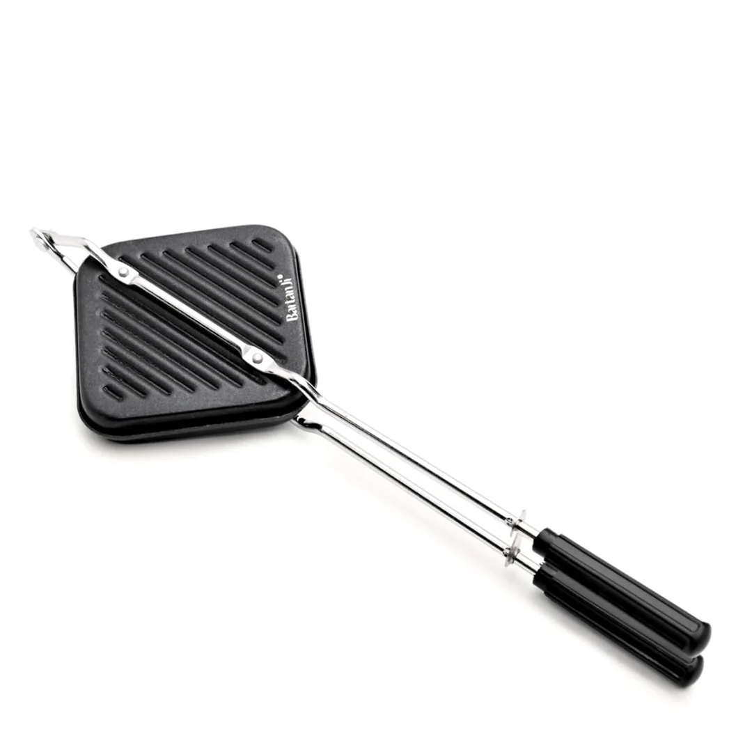 BartanJi Grill Sandwich Toaster | 3 Layer Greblon Non-Stick Coating | Gas Stove Compatible Aluminium Sandwich Maker with Heat-Resistant Handle image 1
