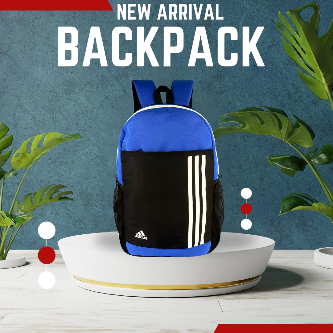 Premium Adidas-Style Blue Bag| 35L Spacious Laptop & Travel Bag | Water-Resistant | College & Office Bag for Men & Women image 2