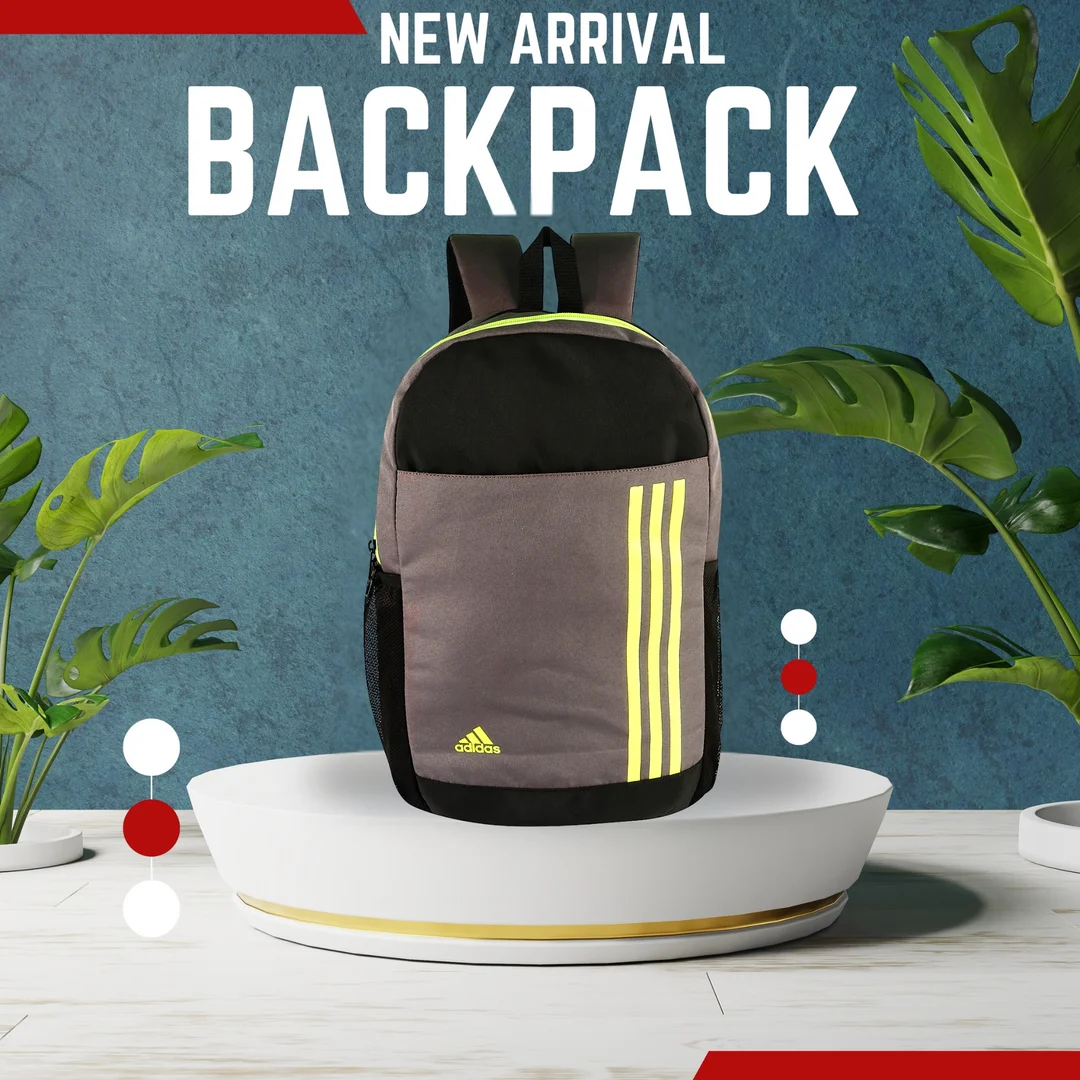 Premium Adidas-Style Grey Bag | 35L Spacious Laptop & Travel Bag | Water-Resistant | College & Office Bag for Men & Women image 2