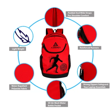 15 L Mini Travel Backpack | Trendy School, Camping|  Hiking & Travelling Bag for Boys & Girls | Lightweight Polyester 15 L Daypack Red thumbnail 2