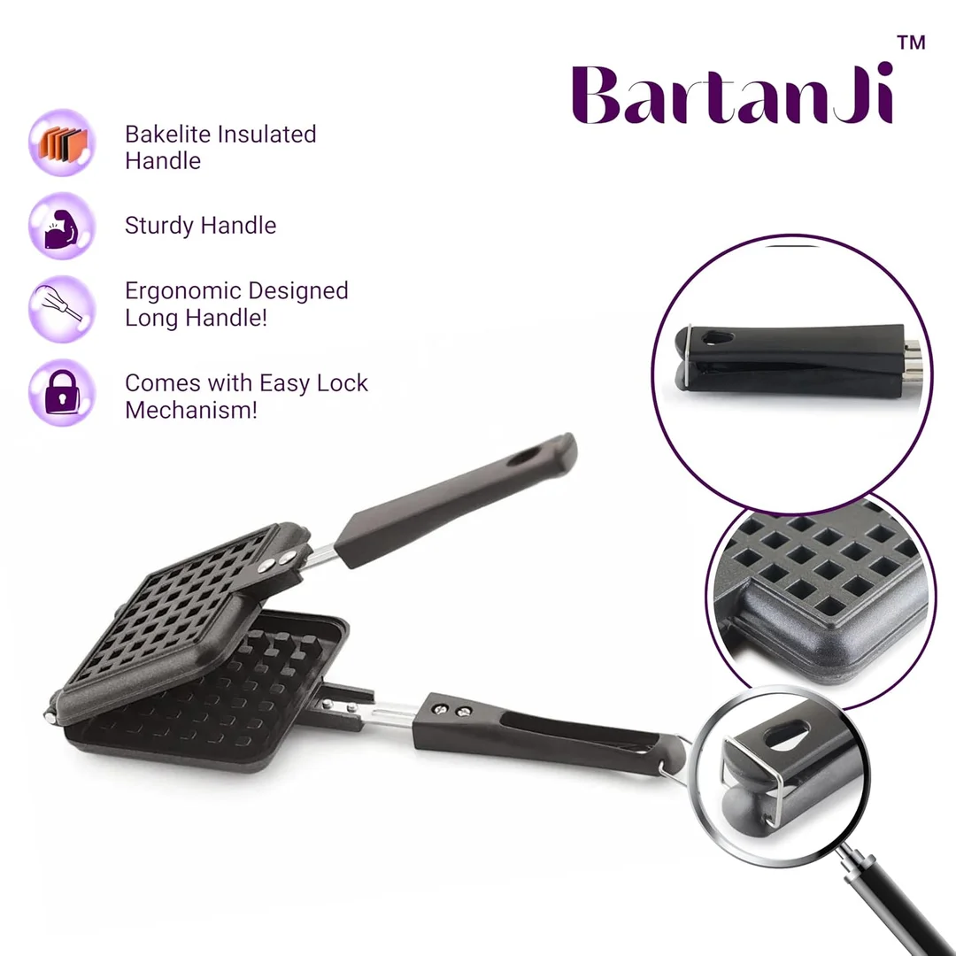 BartanJi 3-Layer Greblon Non-Stick Waffle Maker (Gas Stove Compatible) image 2