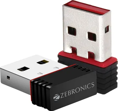 Zebronics ZEB-USB150WF1 WiFi USB Mini Adapter, 150Mbps Wireless Data, WPA/WPA2 Security Encryption, Plug and Play, Compatible with Windows, Mac, Linux thumbnail 1