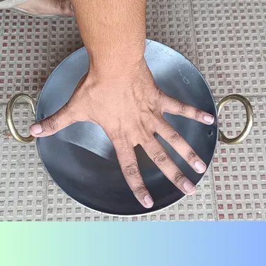 Pure Iron Kadhai 10 Inch (2 Litre) – Heavy Base & Strong Handle | Traditional Iron Cookware for Daily Use & Deep Frying thumbnail 2