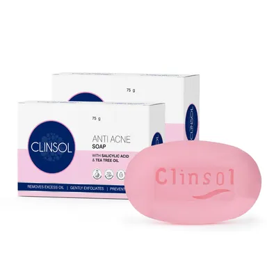 Leeford Clinsol Anti‐Acne Soap 75g – Pack of 2 | Salicylic Acid, Tea Tree Oil & Vitamin E for Acne-Prone & Oily Skin thumbnail 0