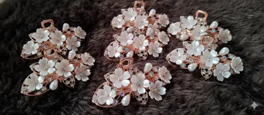 Floral Pearl Hair Clip for Women & Girls – Rose Gold Designer Hair Accessory for Party & Wedding (2 Pieces) thumbnail 2