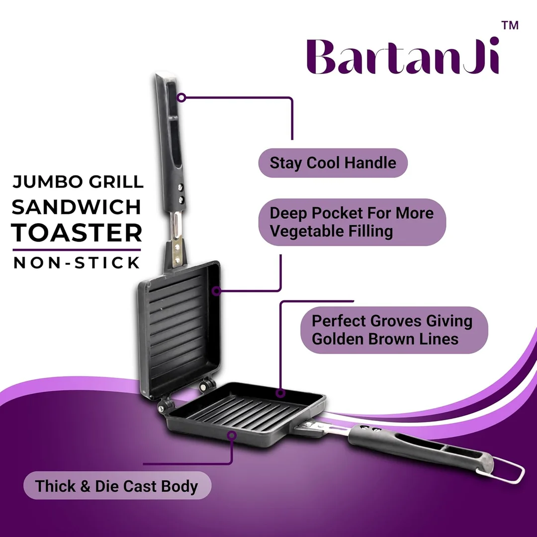 BartanJi Jumbo Non Stick Grill Sandwich Maker image 3