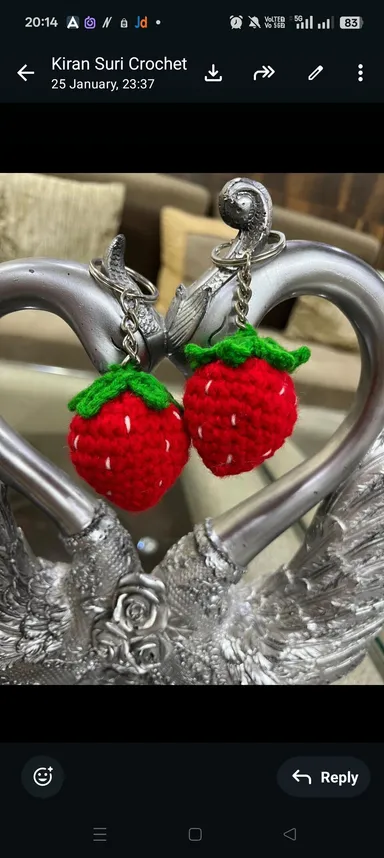 Handmade Crochet Cherry Cotton Bag Charm thumbnail 0