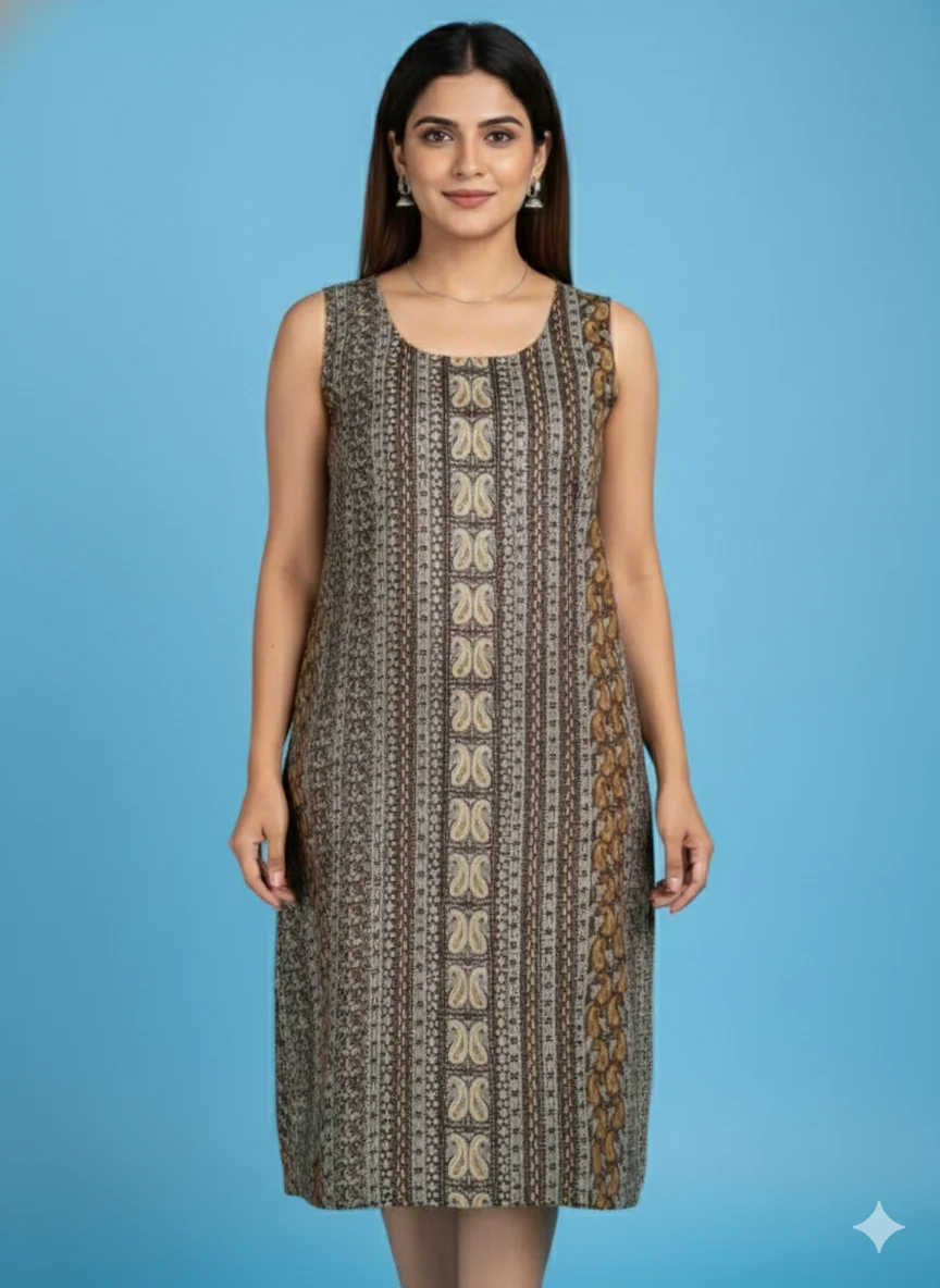 Comfy Premium Quality Viscose Rayon Designer A| Line Sleeveless Kurti for Women and Girls with Attractive Multicolor Flower Print | Soft, Comfortable & Easy to Wash, Casual & Ethnic Wear image 1