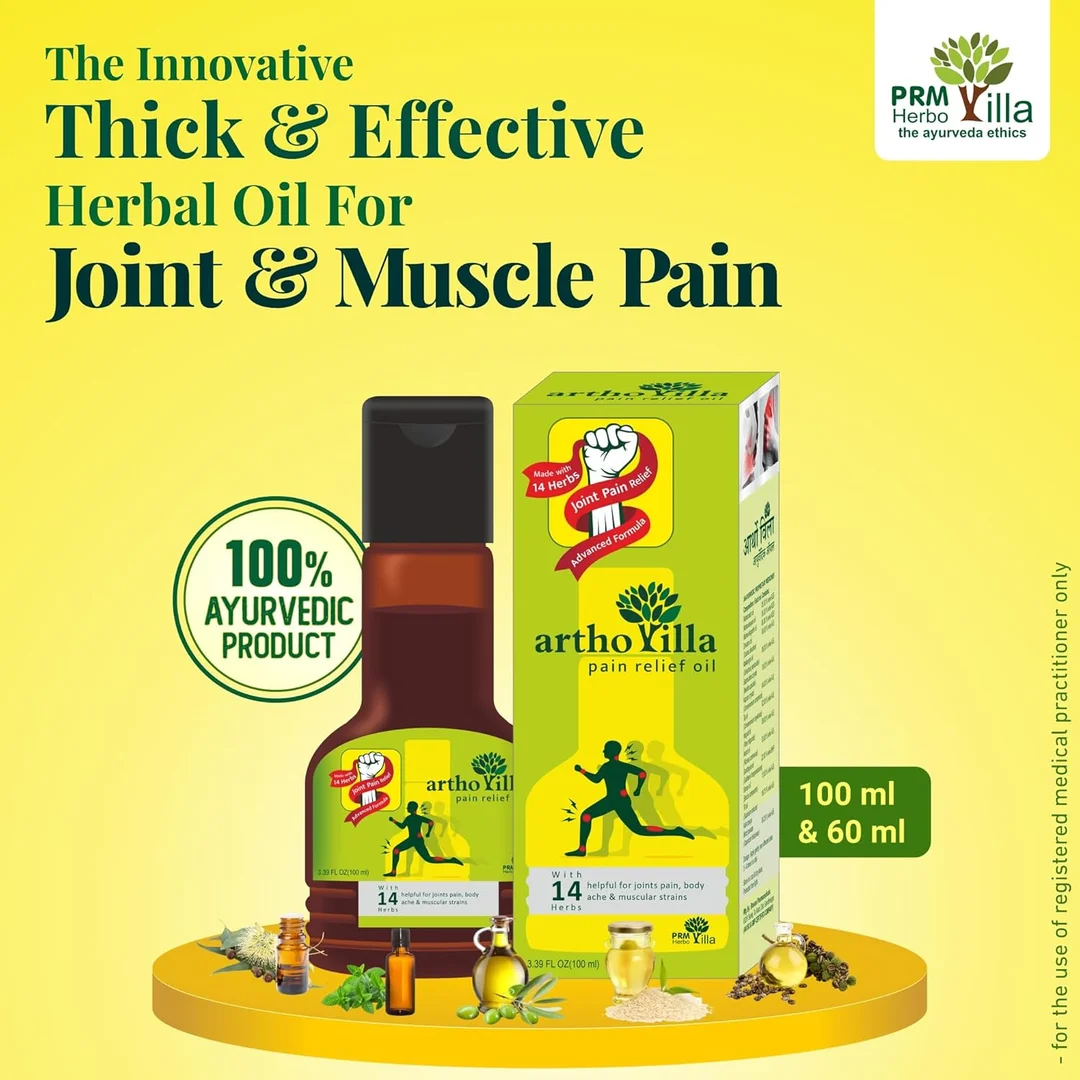 PRM Artho Villa Ayurvedic Pain Reliever Oil 100ml (Pack of 2) – Soothes Joint & Muscle Pain with Gandhpura, Mahamash & Mahanarayan image 3