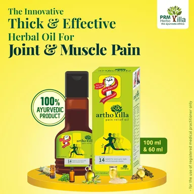 PRM Artho Villa Ayurvedic Pain Reliever Oil 100ml (Pack of 2) – Soothes Joint & Muscle Pain with Gandhpura, Mahamash & Mahanarayan thumbnail 2