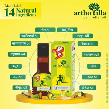 PRM Artho Villa Ayurvedic Pain Reliever Oil 100ml (Pack of 2) – Soothes Joint & Muscle Pain with Gandhpura, Mahamash & Mahanarayan thumbnail 3