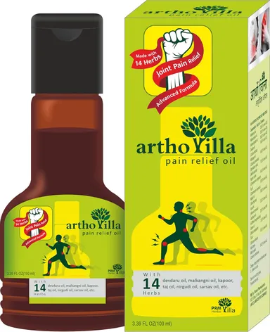 PRM Artho Villa Ayurvedic Pain Reliever Oil 100ml (Pack of 2) – Soothes Joint & Muscle Pain with Gandhpura, Mahamash & Mahanarayan thumbnail 0