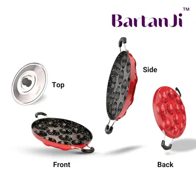 BartanJi Non Stick Appam Patra With Steel Lid 12 Cavity thumbnail 1
