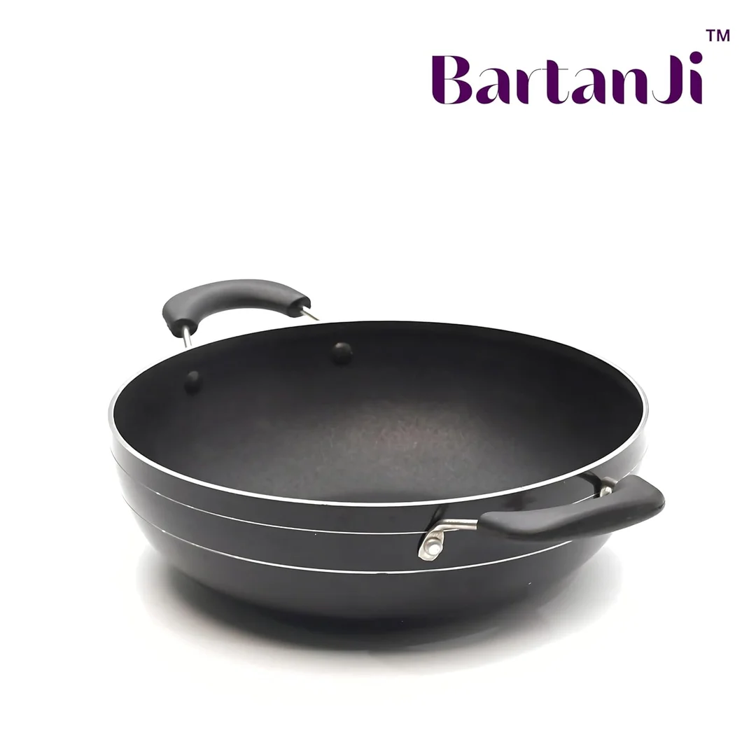 BartanJi Non Stick Deep Kadhai with Steel Lid 35 Litre 28 cm image 4