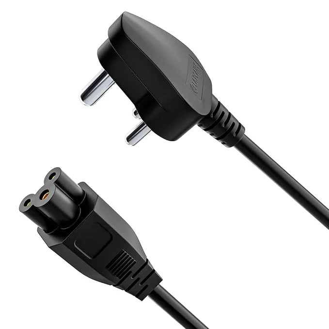 VVL 1.2M High-Quality Laptop Power Cord | 3-Pin AC Power Cable for Laptop Chargers | Durable & Safe Power Supply Cord image 2
