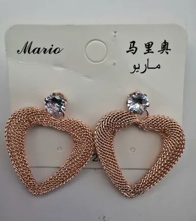 Mario Rose Woven Mesh Earrings | Crystalstone Stud Dangle thumbnail 0
