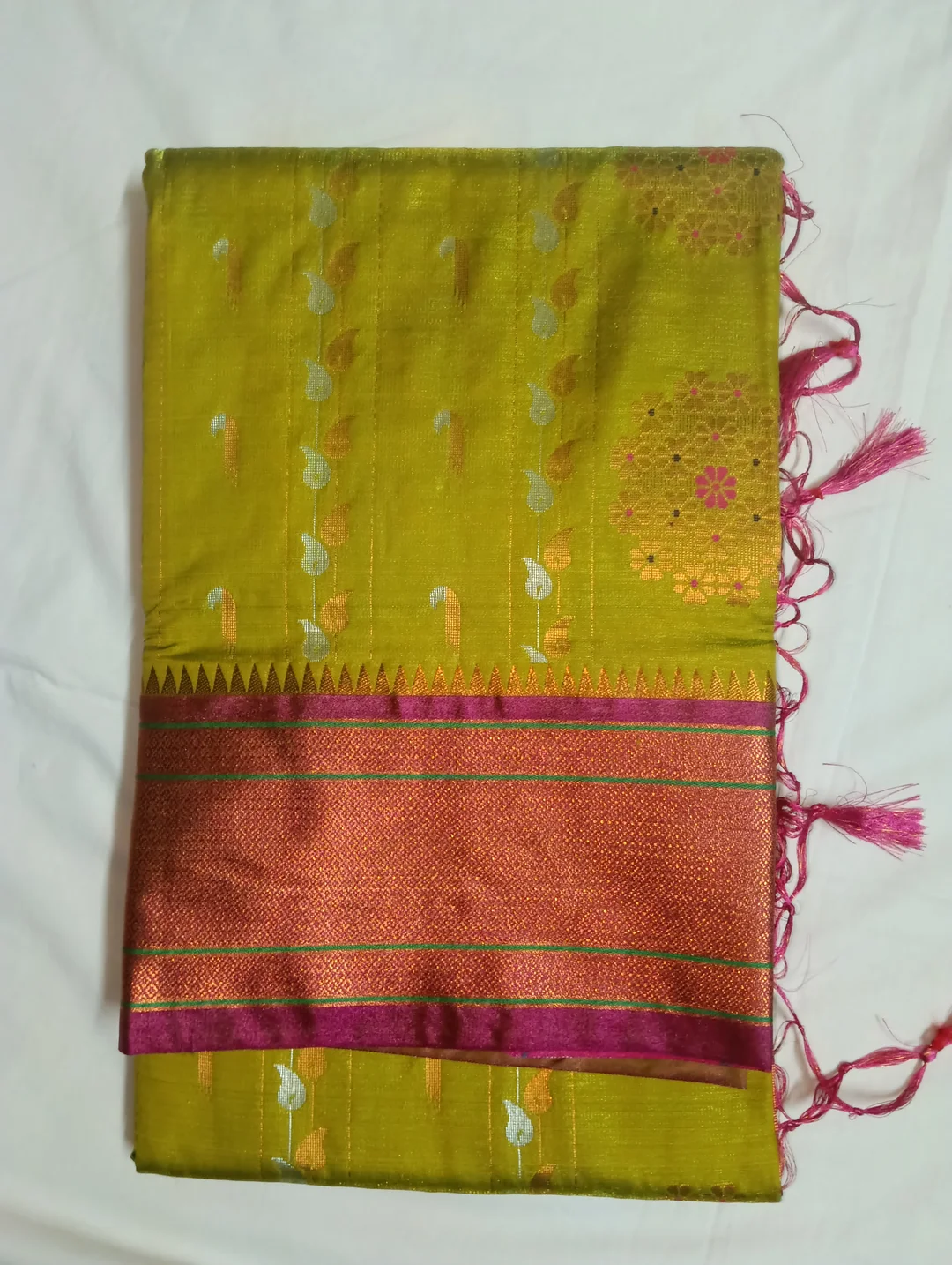 Peshwai Paithani Silk Saree |Traditional Maharashtrian Handloom Soft Silk Saree with Peacock & Lotus Motifs|Ideal for Weddings and Festivals image 1