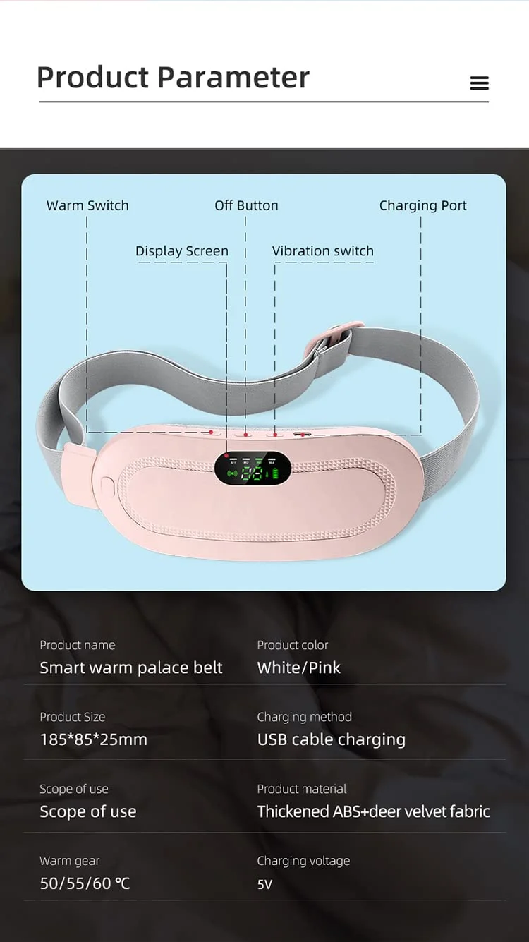 Portable Cordless Heating Pad Waist Belt Rechargeable Menstrual Heating Massage Pad for Period Pain and Lower Back Relief image 3