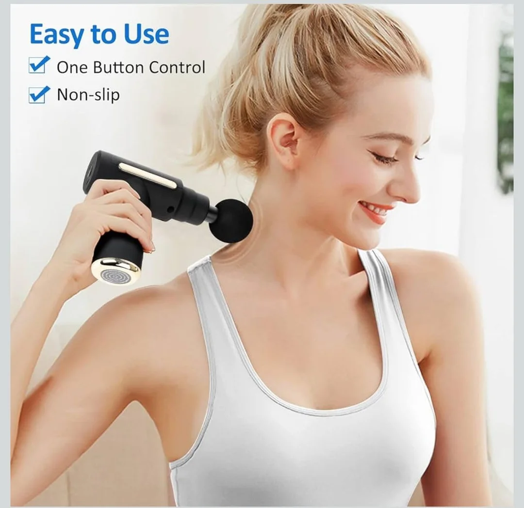 3-in-1 Electric Massage Gun for Deep Tissue Pain Relief black | Portable Muscle Massager with Multiple Heads for Body Relaxation image 5