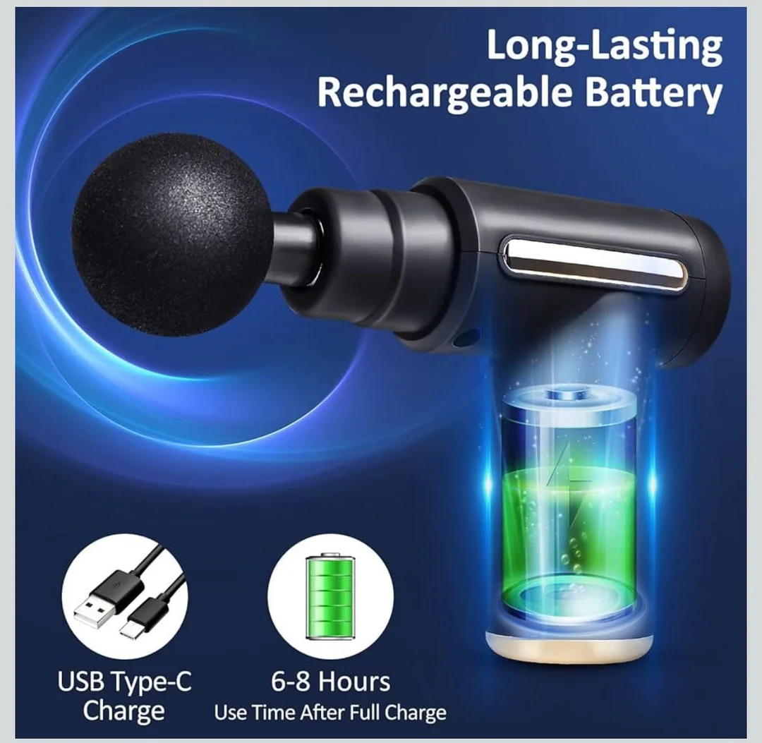 3-in-1 Electric Massage Gun for Deep Tissue Pain Relief black | Portable Muscle Massager with Multiple Heads for Body Relaxation image 6