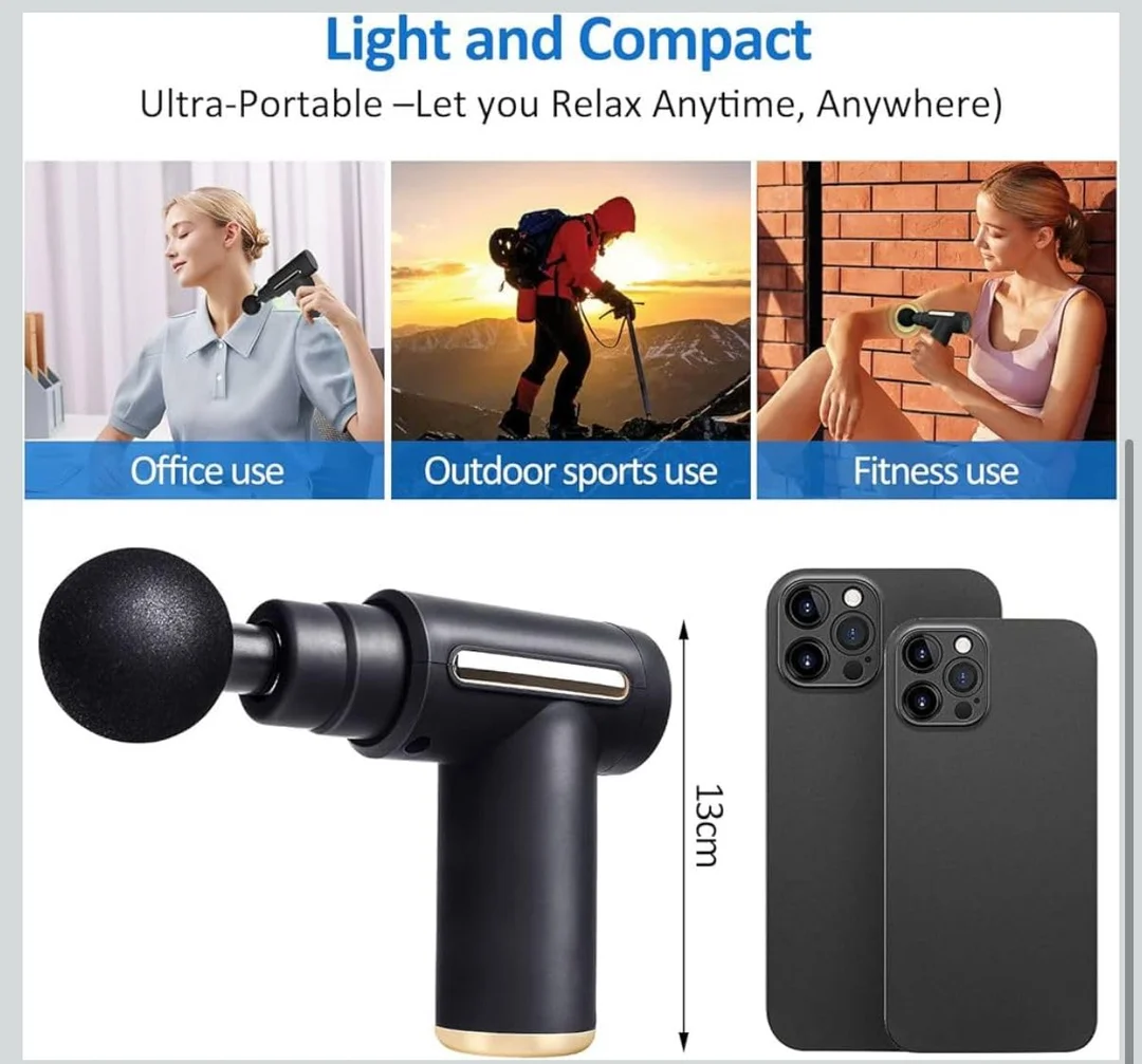3-in-1 Electric Massage Gun for Deep Tissue Pain Relief black | Portable Muscle Massager with Multiple Heads for Body Relaxation image 7