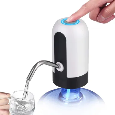 Justech Electric Water Pump for 5-Gallon Bottles – USB Rechargeable, Auto Switch, White (For Home & Office) thumbnail 0