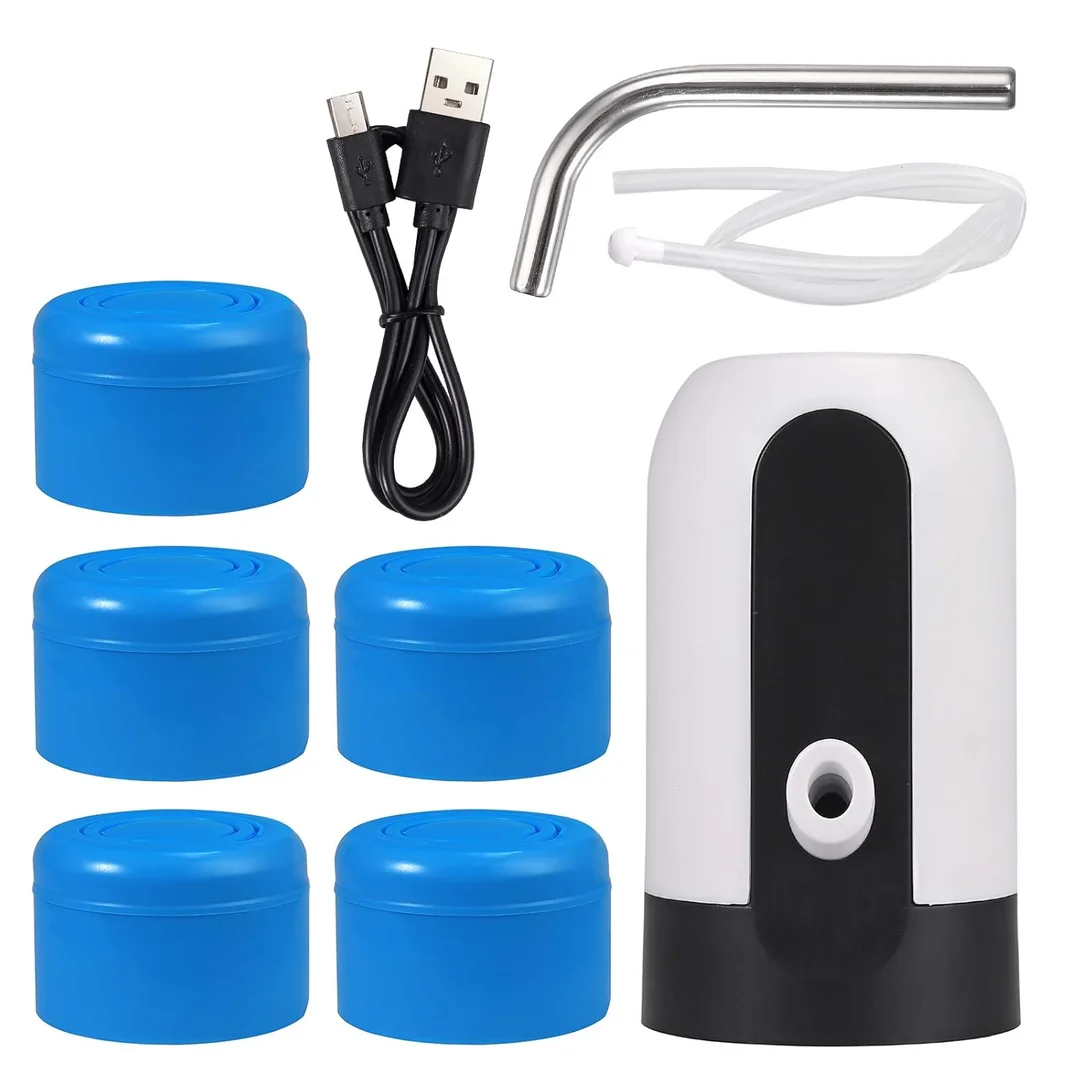 Justech Electric Water Pump for 5-Gallon Bottles – USB Rechargeable, Auto Switch, White (For Home & Office) image 7