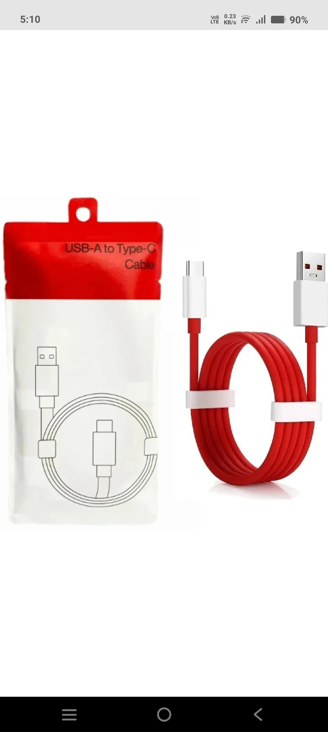 OnePlus Fast Charging Data Cable 10A| 1 Meter Red | SuperVooc | Warp Charge Compatible image 1