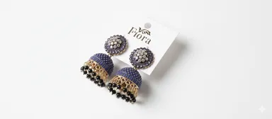 Elegant Gold Plated Purple White Stone Jhumka Earrings for Women Traditional Indian Party Festive Wear Ethnic Bridal Jhumki with Beaded Drop Design thumbnail 0