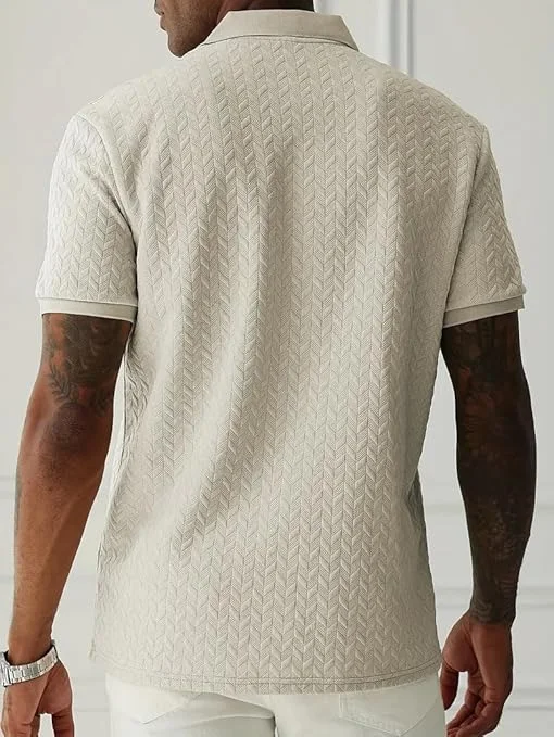 Modern Trendy Stylish Jacquard Regular Fit Mens Polo Tshirt for Man image 2