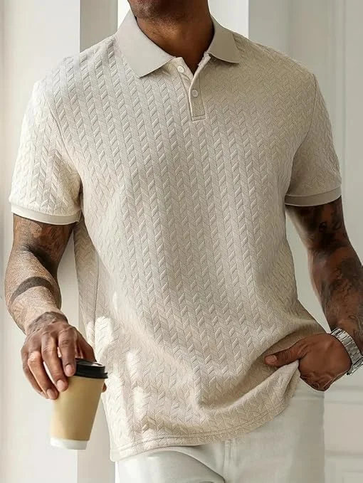 Modern Trendy Stylish Jacquard Regular Fit Mens Polo Tshirt for Man image 4