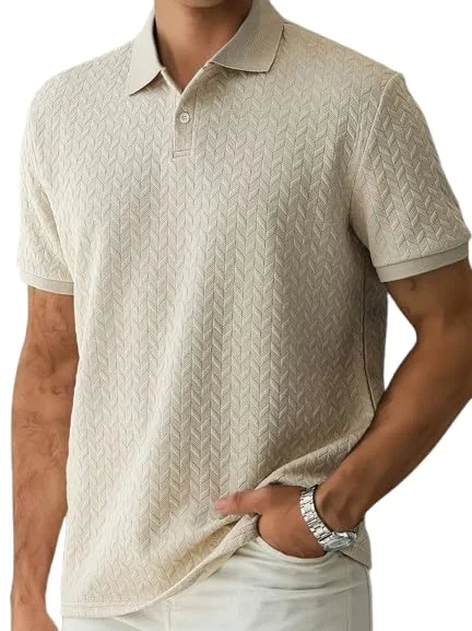 Modern Trendy Stylish Jacquard Regular Fit Mens Polo Tshirt for Man image 1