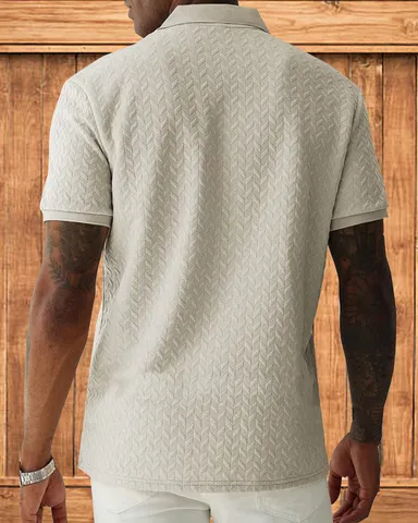 Modern Trendy Stylish Jacquard Regular Fit Men’s Polo T-Shirt | Soft Breathable Fabric | Casual Wear Collar Tee for Daily Office & Outdoor Use  thumbnail 1