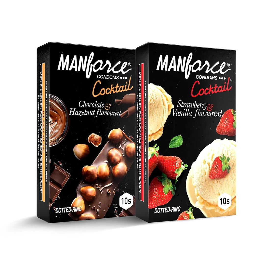Manforce Cocktail Condoms Combo Pack (Strawberry, Vanilla, Chocolate, Hazelnut) – 10 Pieces image 1