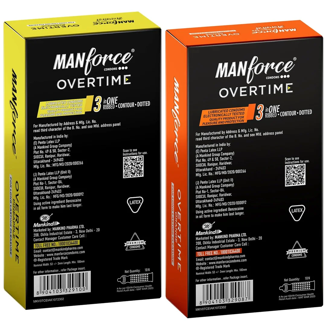 Manforce Overtime Combo Orange & Pineapple Flavoured| 20 pcs – Dotted, Contoured & Ribbed Condoms image 8