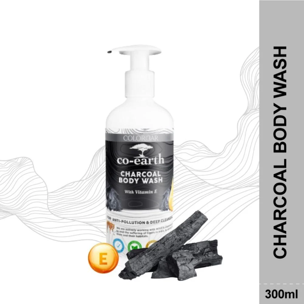 Colorbar Co-Earth Charcoal| Body Wash 300 ml with Vitamin E Activated Charcoal |Deep Cleansing Anti Pollution Skin image 1