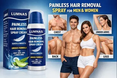 LUMNAS Hair Removal cream | Painless Hair Removal spray For Chest, Back, Legs & Under Arms | Suitable for Men & Women ( Unisex ) thumbnail 1