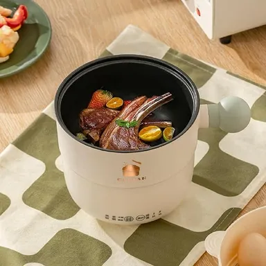 Multi-Function Non-Stick Electric Rice Cooker Mini Cooking Pot with Ceramic Inner Liner, Intelligent Panel, Scheduled Cooking for Home & Hostel Use thumbnail 2