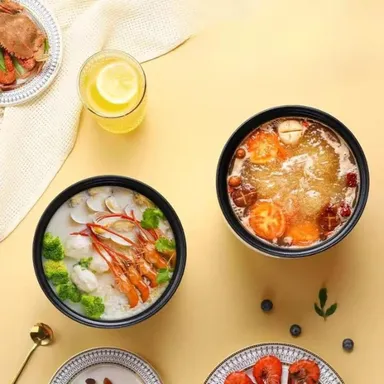 Multi-Function Non-Stick Electric Rice Cooker Mini Cooking Pot with Ceramic Inner Liner, Intelligent Panel, Scheduled Cooking for Home & Hostel Use thumbnail 4