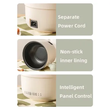 Multi-Function Non-Stick Electric Rice Cooker Mini Cooking Pot with Ceramic Inner Liner, Intelligent Panel, Scheduled Cooking for Home & Hostel Use thumbnail 7