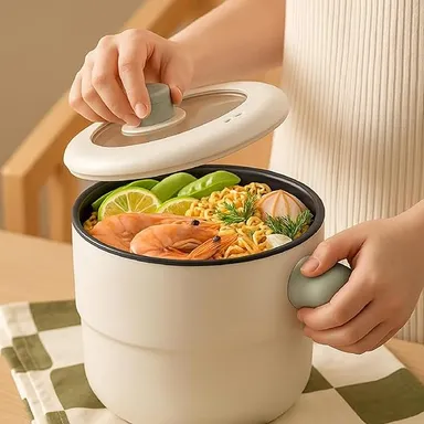Multi-Function Non-Stick Electric Rice Cooker Mini Cooking Pot with Ceramic Inner Liner, Intelligent Panel, Scheduled Cooking for Home & Hostel Use thumbnail 0