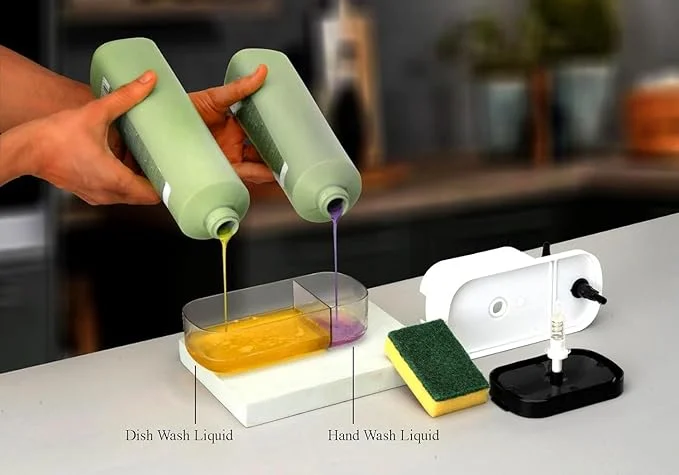 Plastic 3-in-1 Soap Pump Dispenser – Dish Soap Liquid Dispenser with Sponge Holder & Compact Sink Organizer for Kitchen Sink Countertop Bathroom image 6