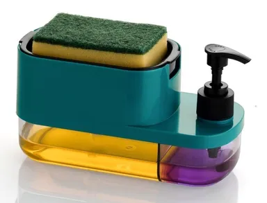 Plastic 3-in-1 Soap Pump Dispenser – Dish Soap Liquid Dispenser with Sponge Holder & Compact Sink Organizer for Kitchen Sink Countertop Bathroom thumbnail 0