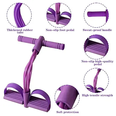 Jomdjmskes Abdominal Trainer 8-Tube Elastic Resistance Band Pedal Full Body Expander for Home Gym Abs Arms Legs Waist Workouts Portable Fitness Equipment