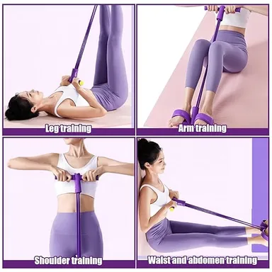 Jomdjmskes Abdominal Trainer 8-Tube Elastic Resistance Band Pedal Full Body Expander for Home Gym Abs Arms Legs Waist Workouts Portable Fitness Equipment thumbnail 1