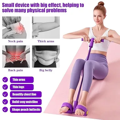 Jomdjmskes Abdominal Trainer 8-Tube Elastic Resistance Band Pedal Full Body Expander for Home Gym Abs Arms Legs Waist Workouts Portable Fitness Equipment thumbnail 3