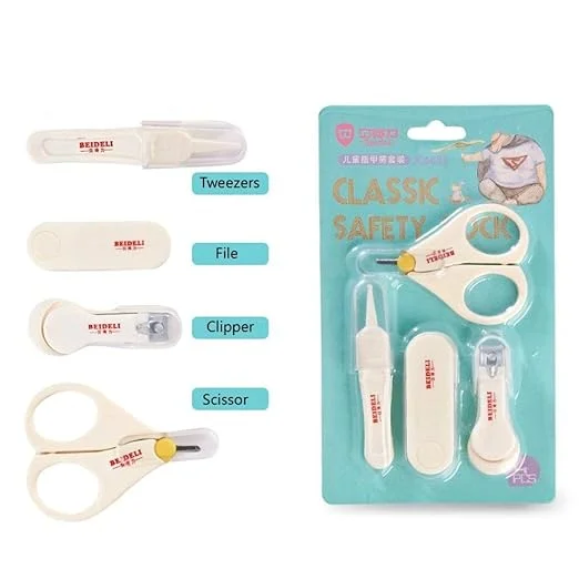 Grooming & Nail Care Kit White Safe Nail Clipper| Scissors| Filer & Tweezers for Newborns & Toddlers image 1